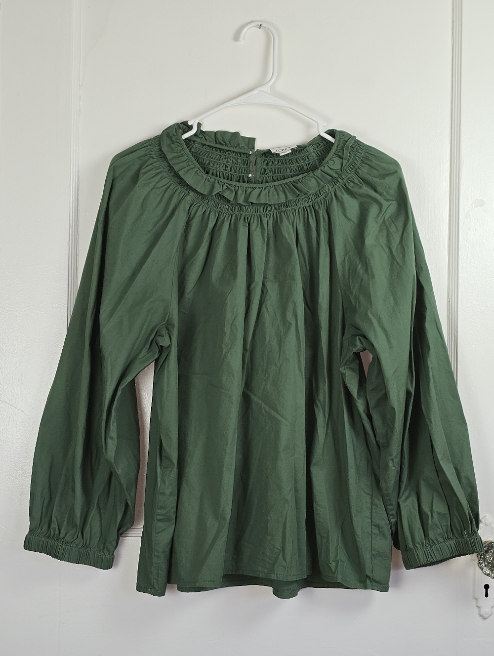 J. Crew Factory Green Poet Cottagecore Blouse L